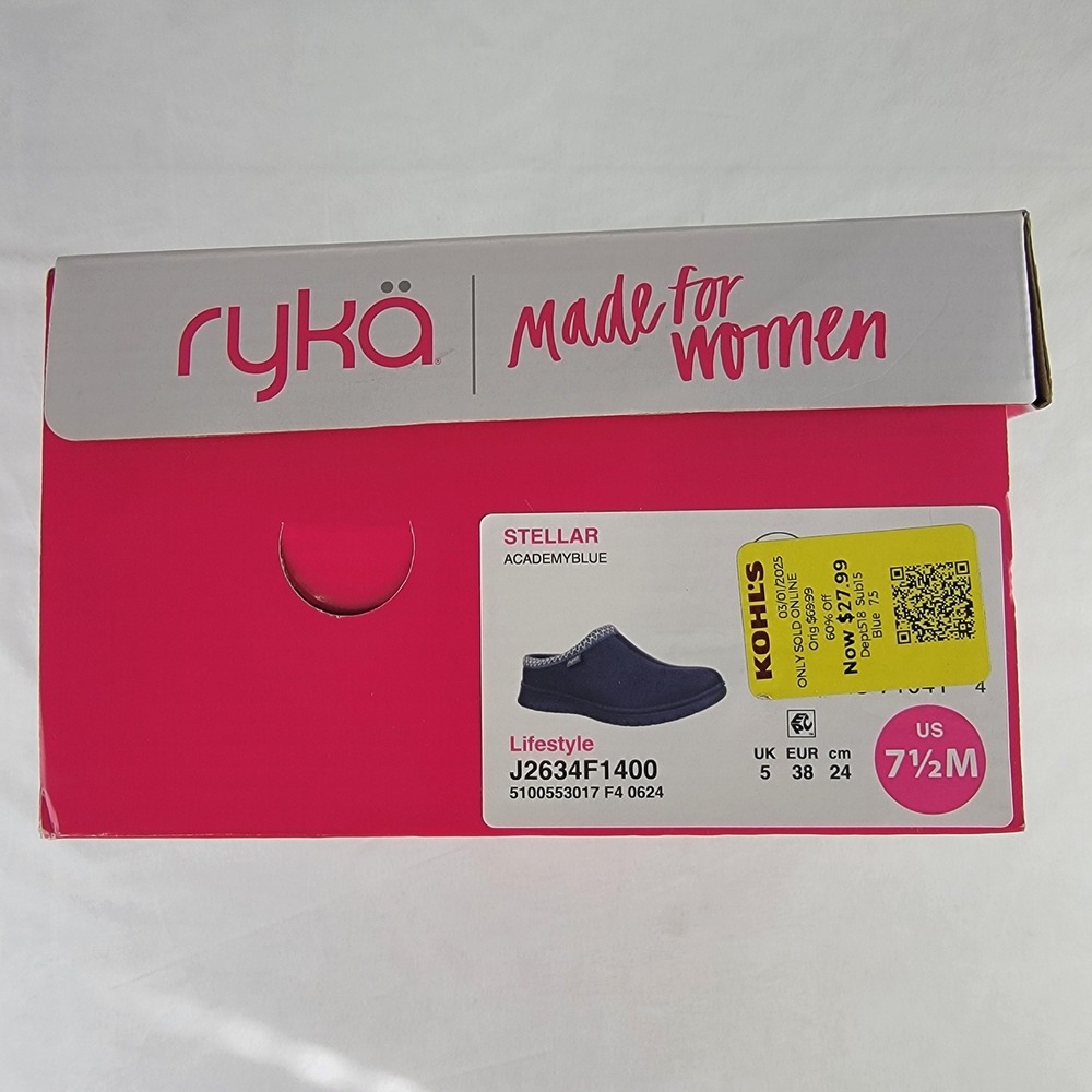 Ryka Stellar Womens Academy Blue Faux Suede Fur Lined Mules Slippers 7.5M NEW - Picture 7 of 7